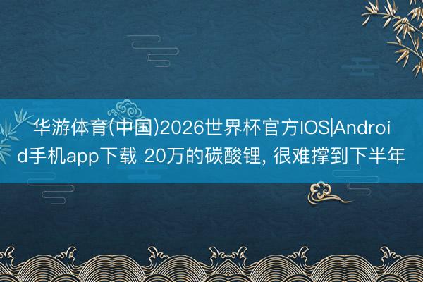 华游体育(中国)2026世界杯官方IOS|Android手机app下载 20万的碳酸锂， 很难撑到下半年
