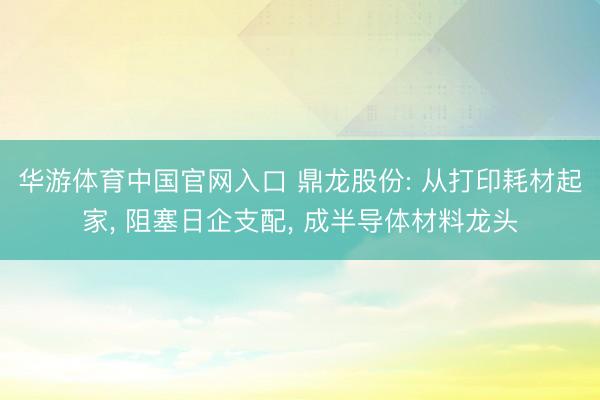 华游体育中国官网入口 鼎龙股份: 从打印耗材起家， 阻塞日企支配， 成半导体材料龙头